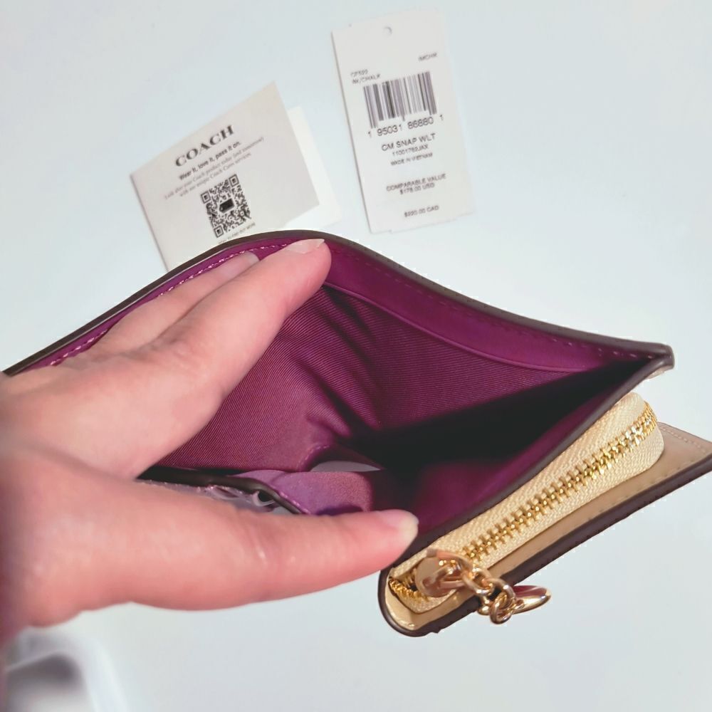 Coach Monogram Print Snap Wallet - Picture 6 of 7